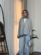 Breathable Linen Blouse — Light Grey