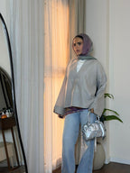 Breathable Linen Blouse — Light Grey