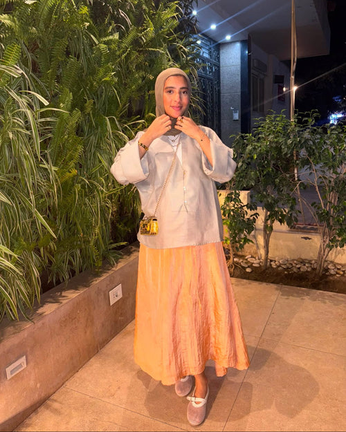 Ease Crushed Satin Skirt - Orange