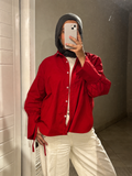 Ribbon Poplin Shirt — Red