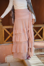 Ruffle Chiffon Skirt - Nude