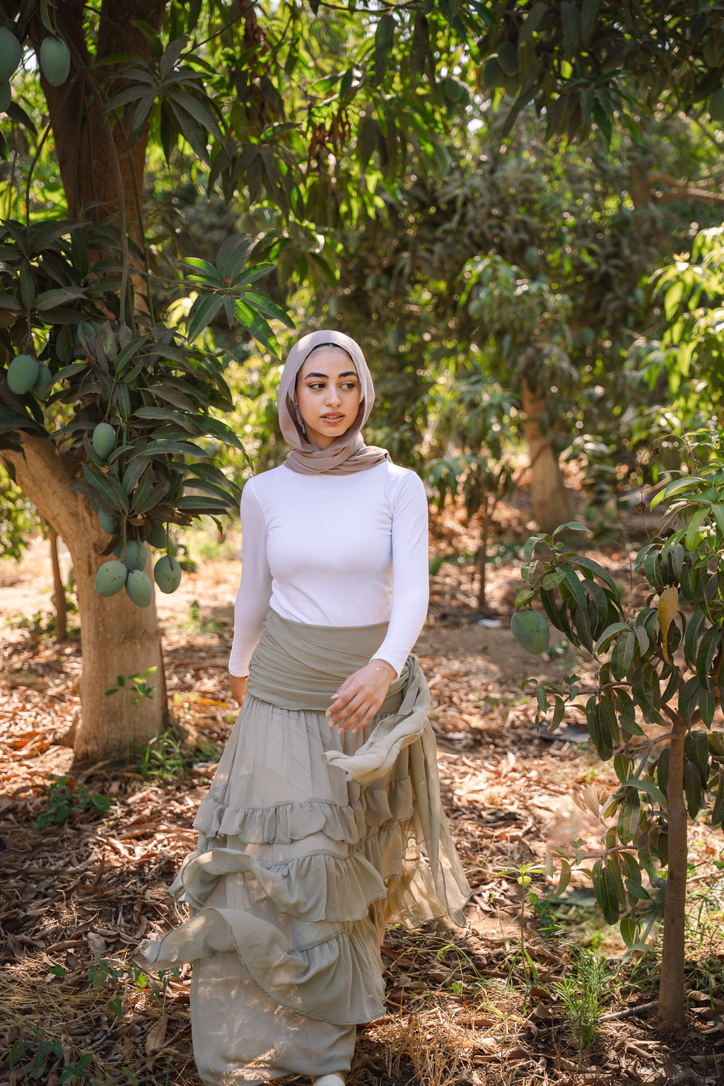 Ruffle Chiffon Skirt - Sage