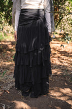 Ruffle Chiffon Skirt - Black