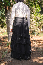 Ruffle Chiffon Skirt - Black