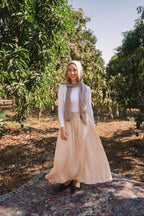 Ease Crushed Satin Skirt - Champagne Beige