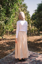 Ease Crushed Satin Skirt - Champagne Beige