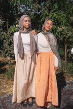 Ease Crushed Satin Skirt - Champagne Beige