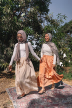 Ease Crushed Satin Skirt - Champagne Beige