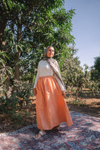 Ease Crushed Satin Skirt - Orange