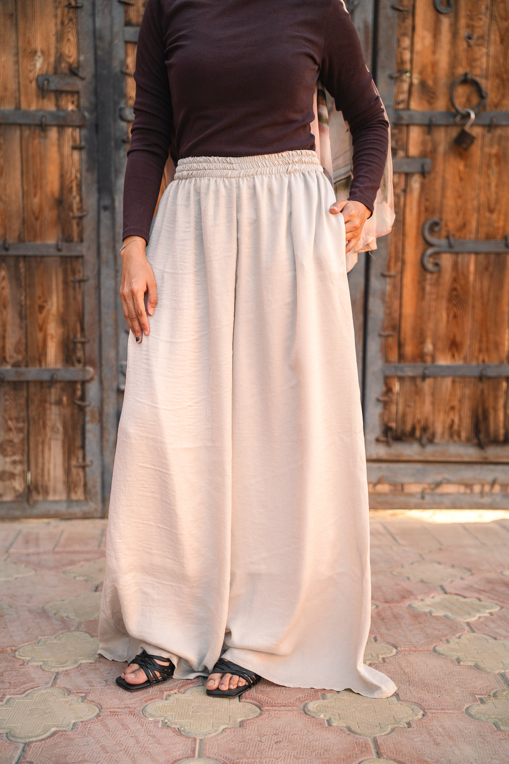 Sway Satin Pants - Cream