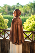 Flowy Ruffle Chiffon Blouse - Brown
