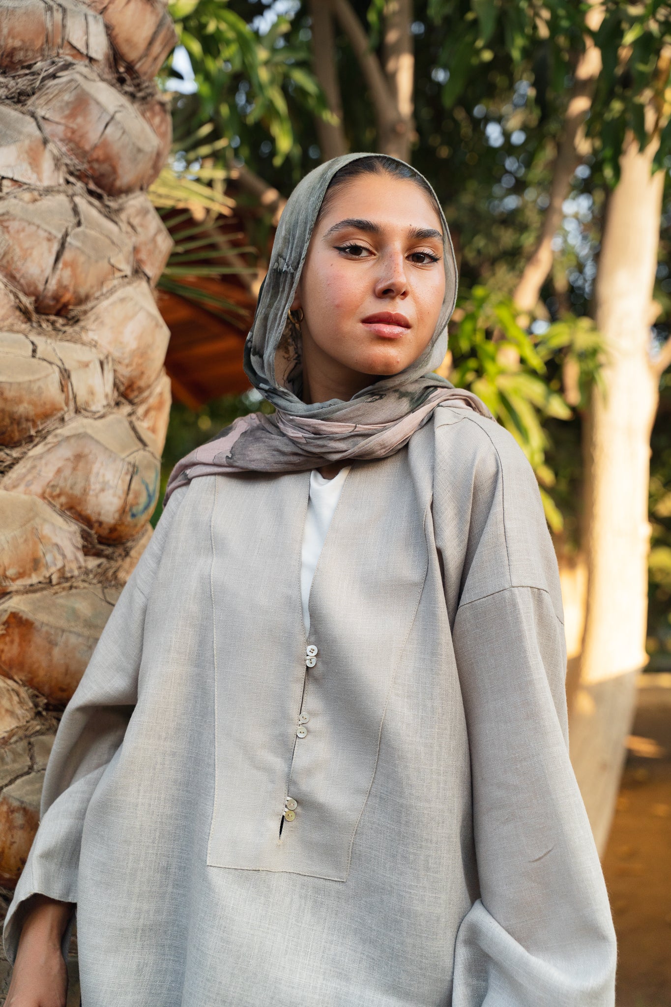 Breathable Linen Blouse — Light Grey
