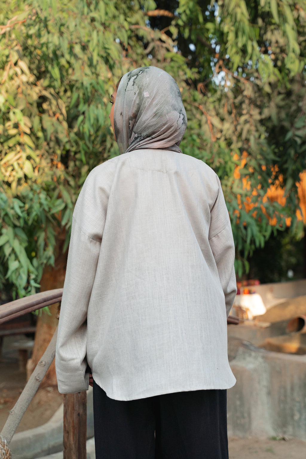 Breathable Linen Blouse — Light Grey