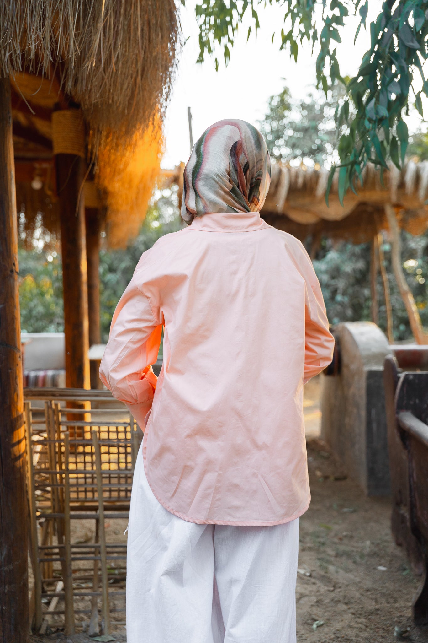 Ribbon Poplin Shirt — Salmon