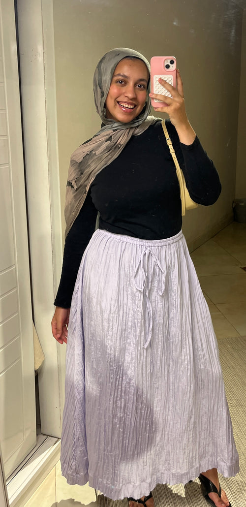 Ease Crushed Satin Skirt - Lilac