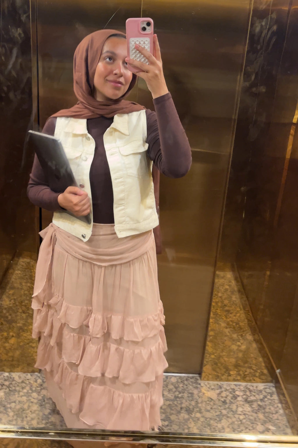 Ruffle Chiffon Skirt - Nude