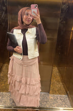 Ruffle Chiffon Skirt - Nude