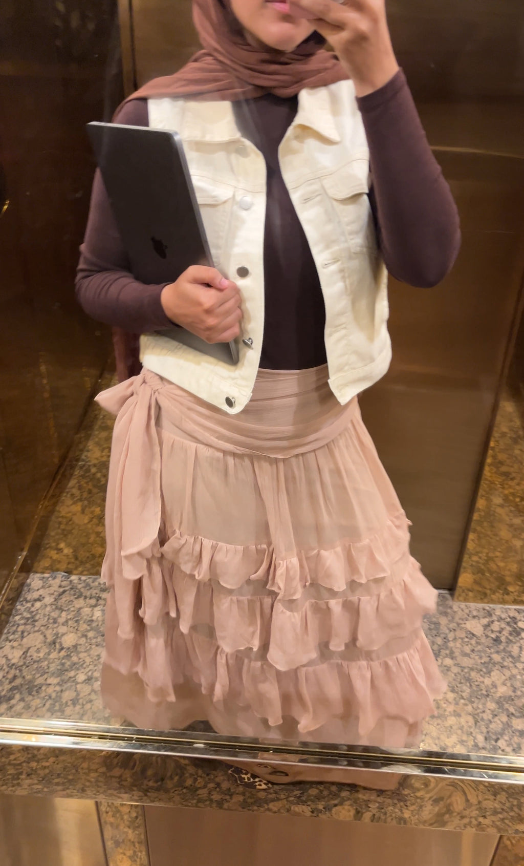 Ruffle Chiffon Skirt - Nude