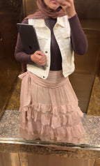 Ruffle Chiffon Skirt - Nude