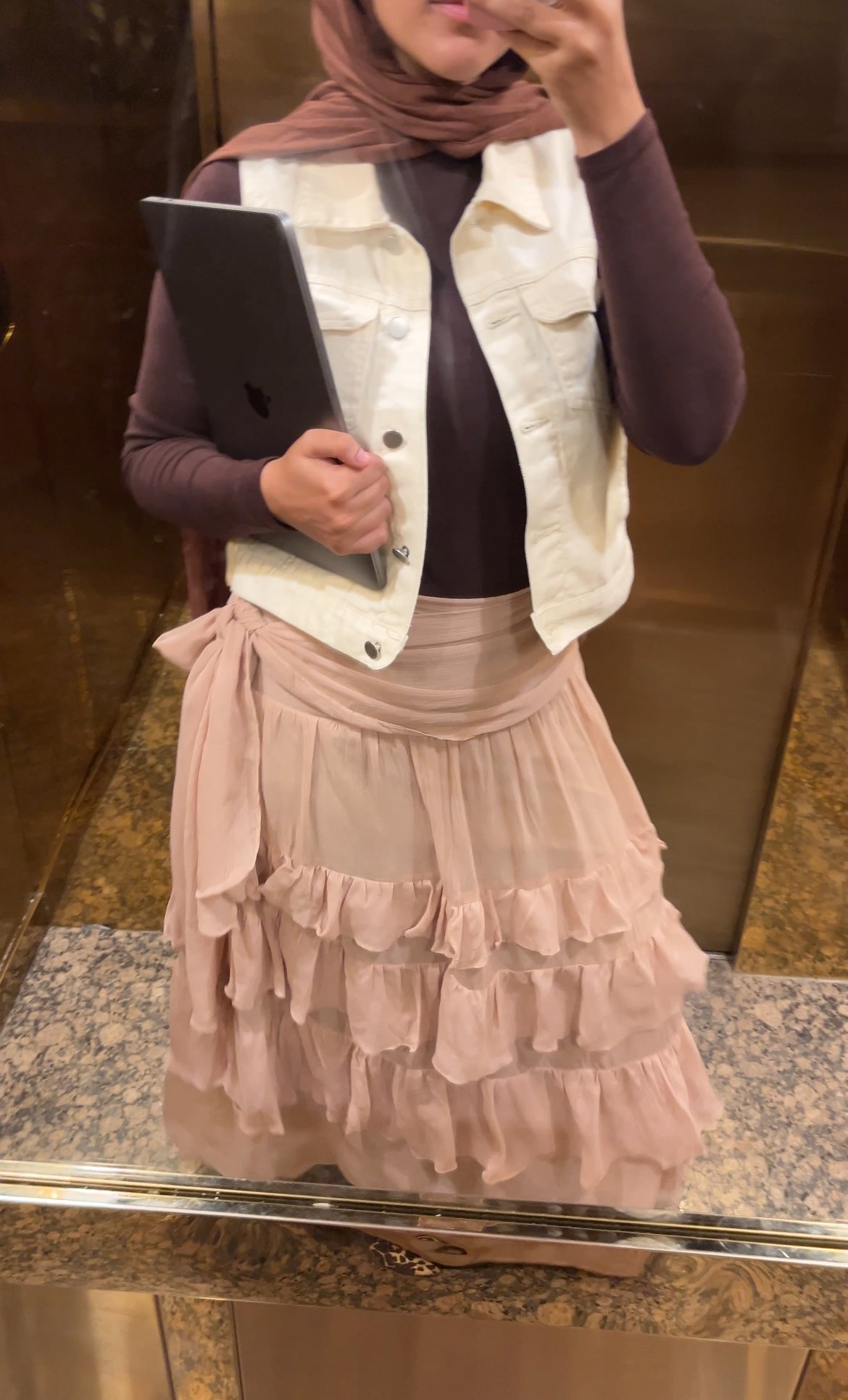 Ruffle Chiffon Skirt - Nude