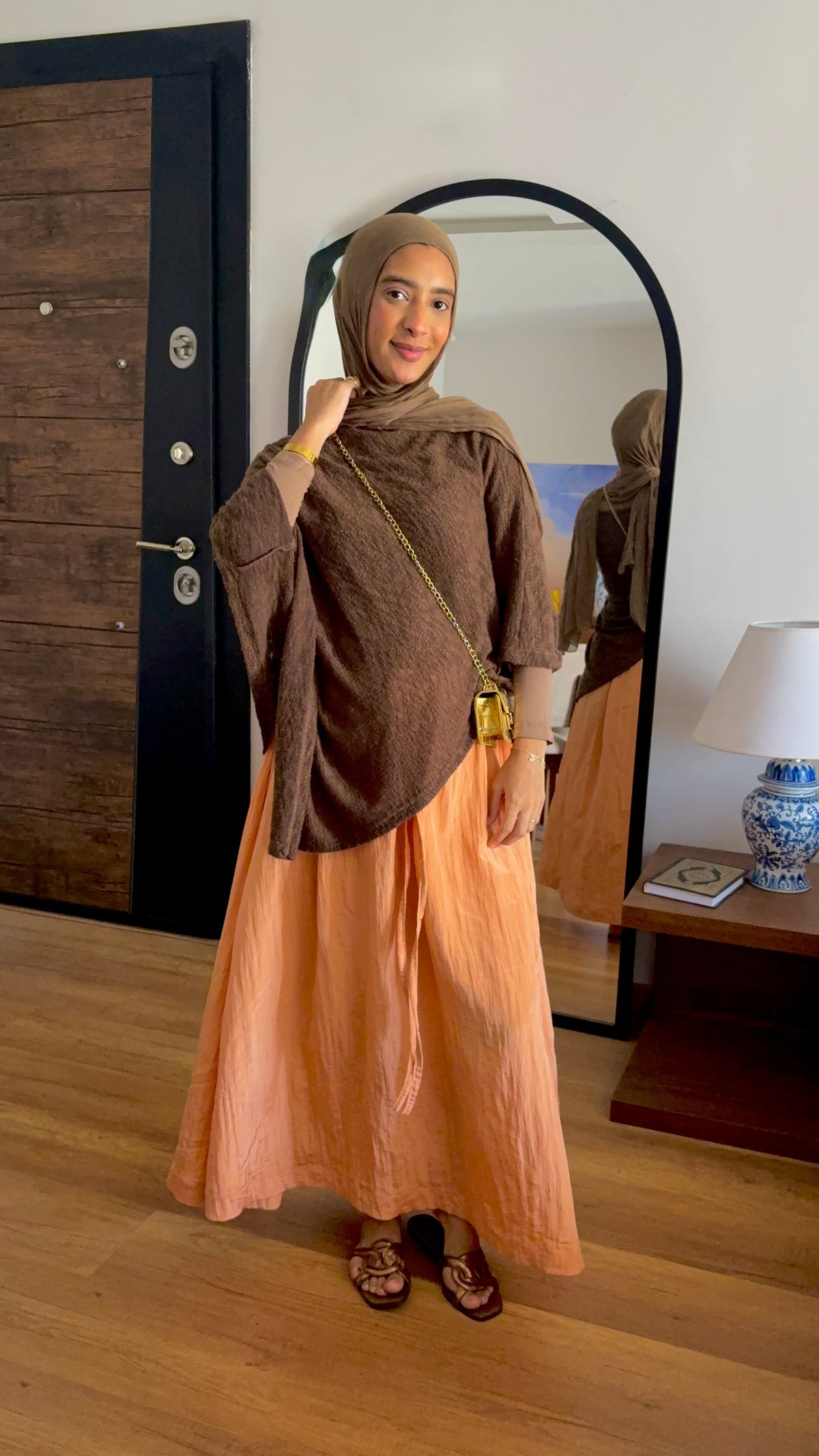 Ease Crushed Satin Skirt - Orange