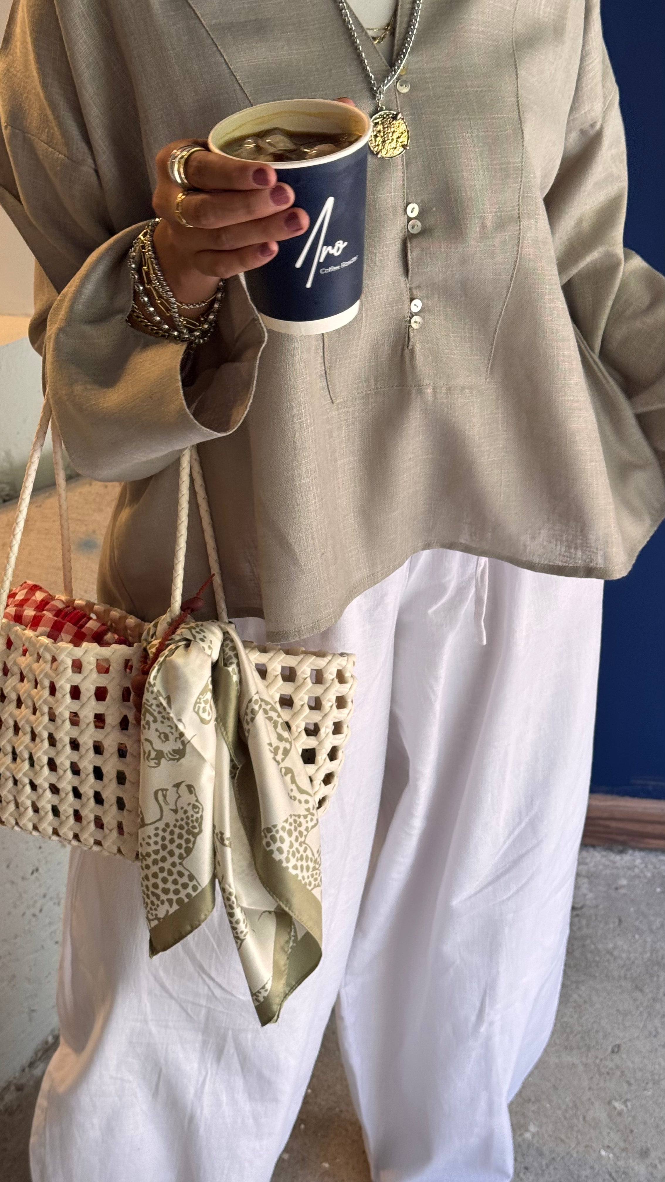 Breathable Linen Blouse — Light Grey