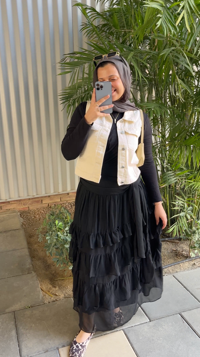 Ruffle Chiffon Skirt - Black