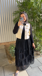 Ruffle Chiffon Skirt - Black