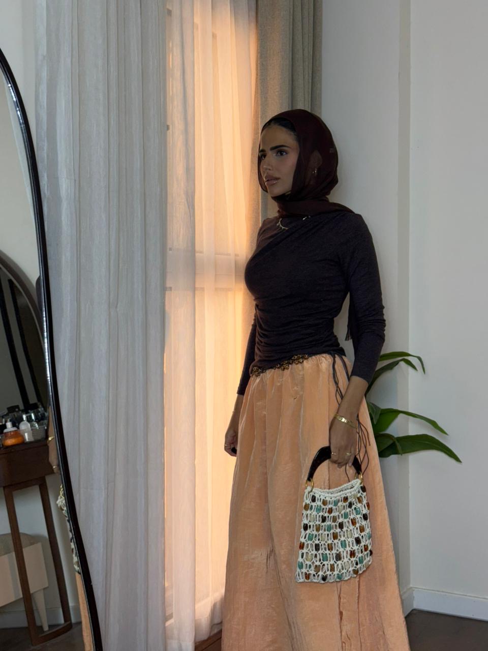 Ease Crushed Satin Skirt - Orange