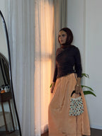 Ease Crushed Satin Skirt - Orange
